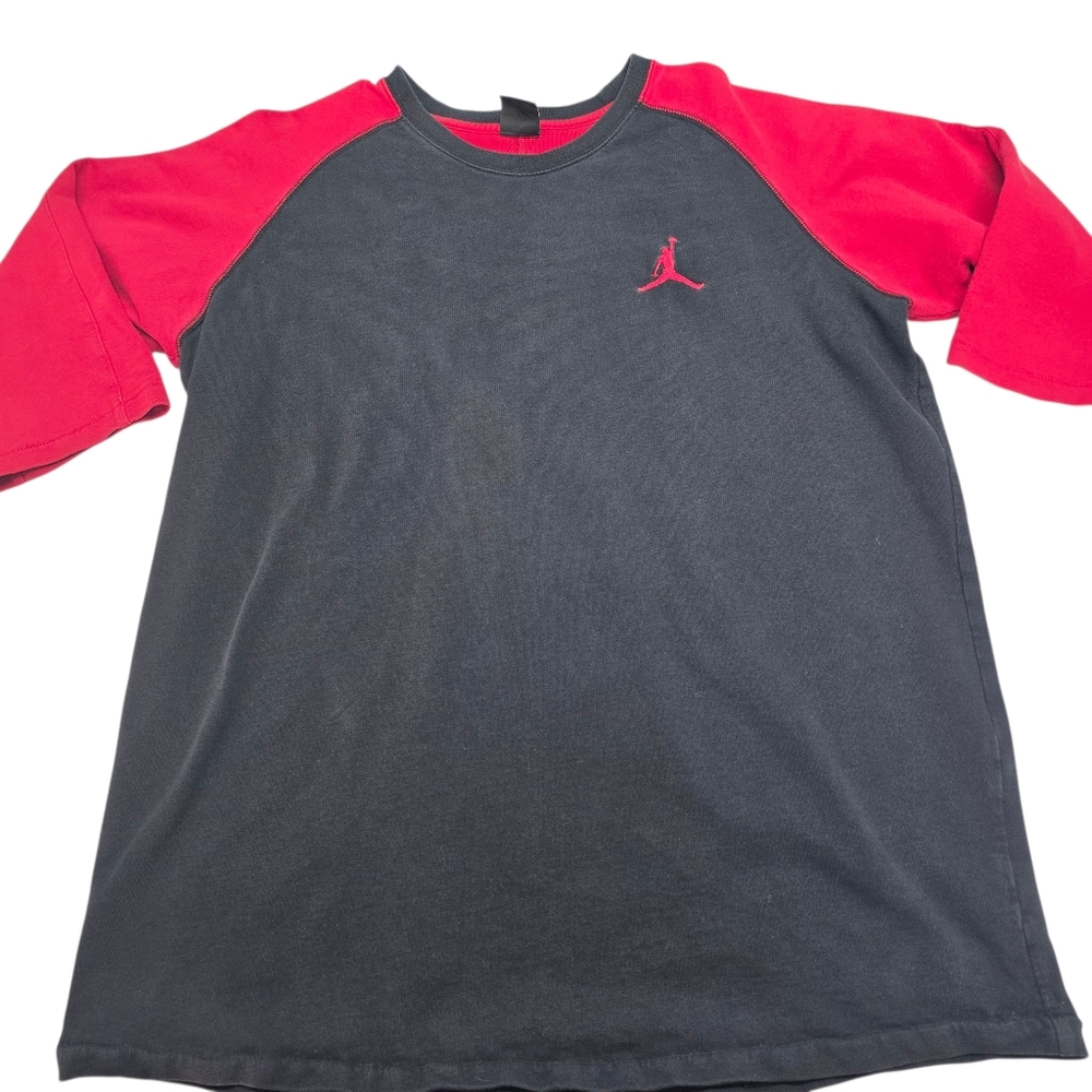 Jordan Vintage 90s Logo Black Red XL 3/4 Sleeve SINGLE STITCH T Shirt Mens